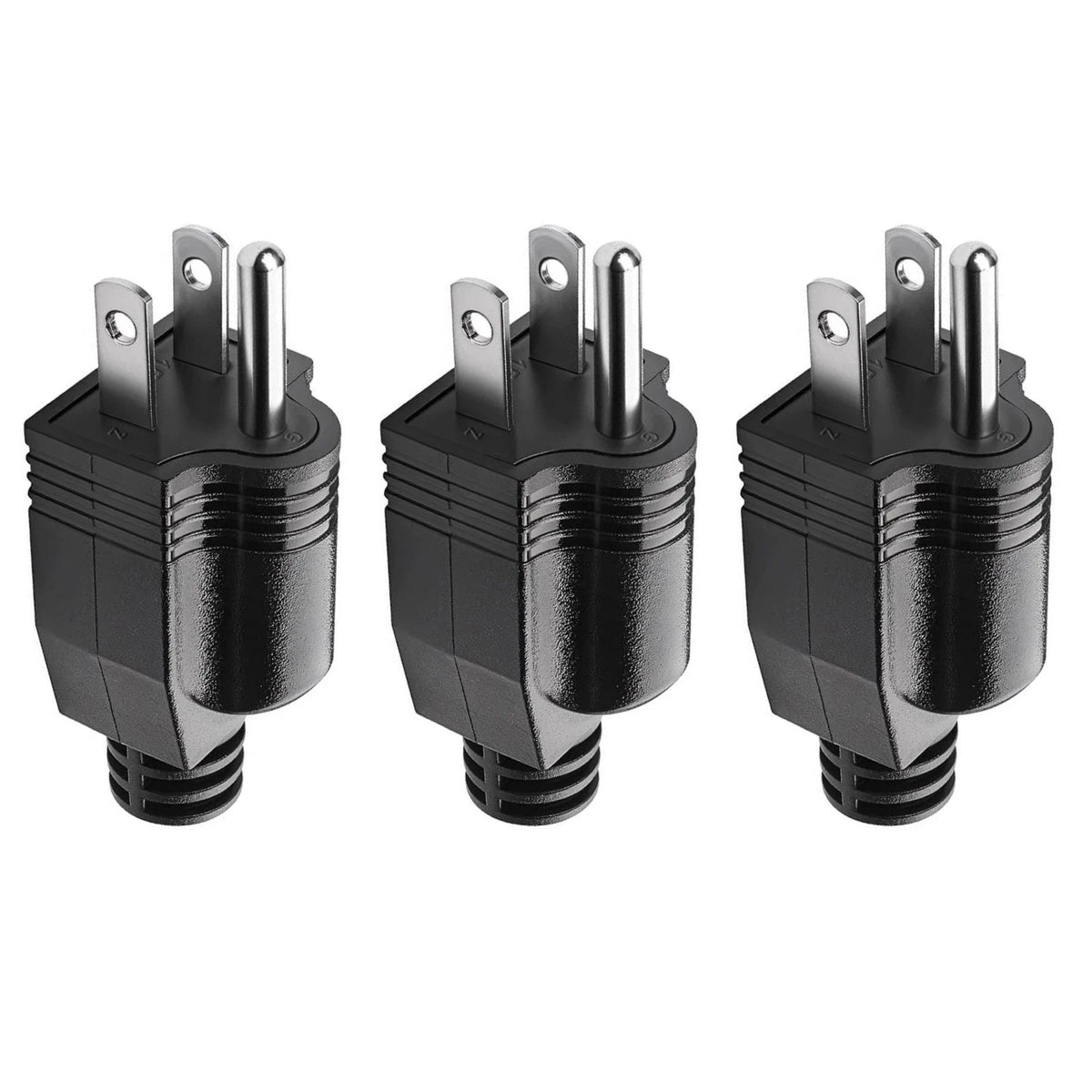 Male Electrical Plug Replacement Connector 3 Prong 125V 15A AC 3-Pack Cord