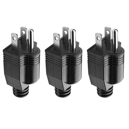 Male Electrical Plug Replacement Connector 3 Prong 125V 15A AC 3-Pack Cord
