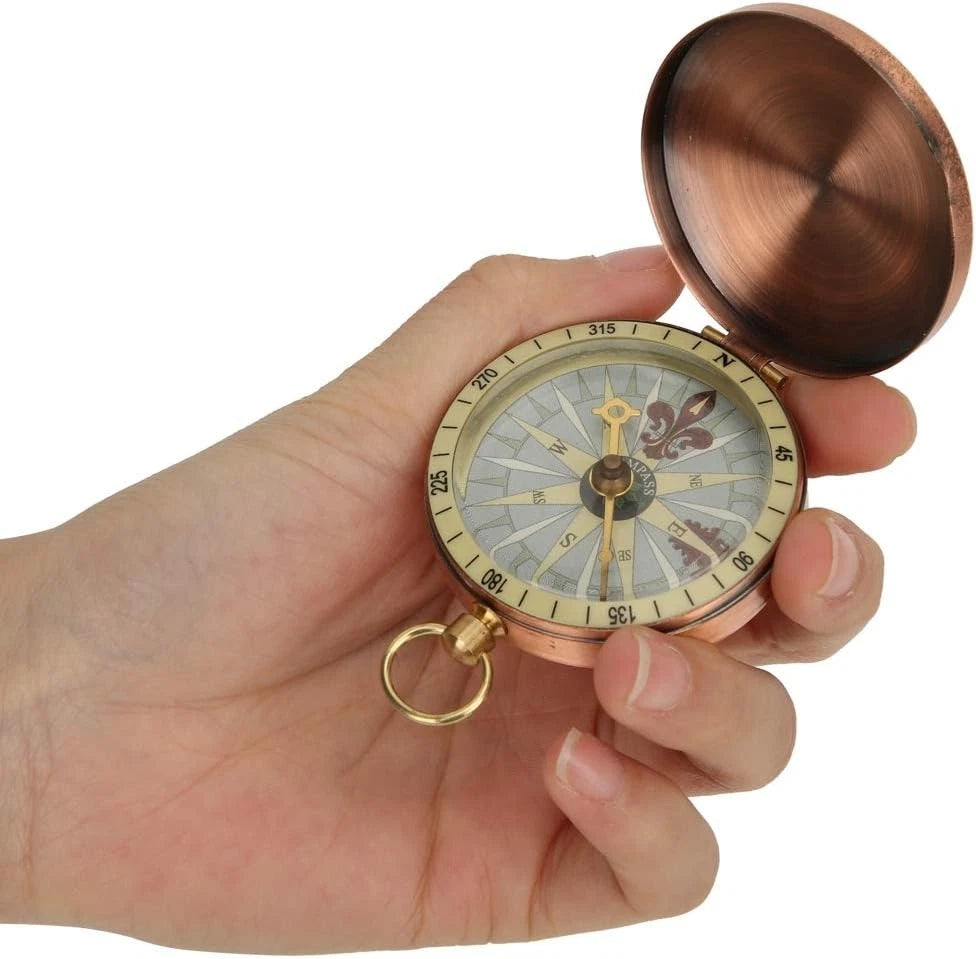 Vintage Pocket Compass, Classic Camping Watch Flip Compass Portable
