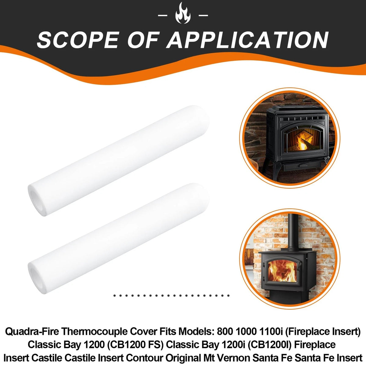 Replacement for QuadraFire Pellet Stove Thermocouple Ceramic Protection White