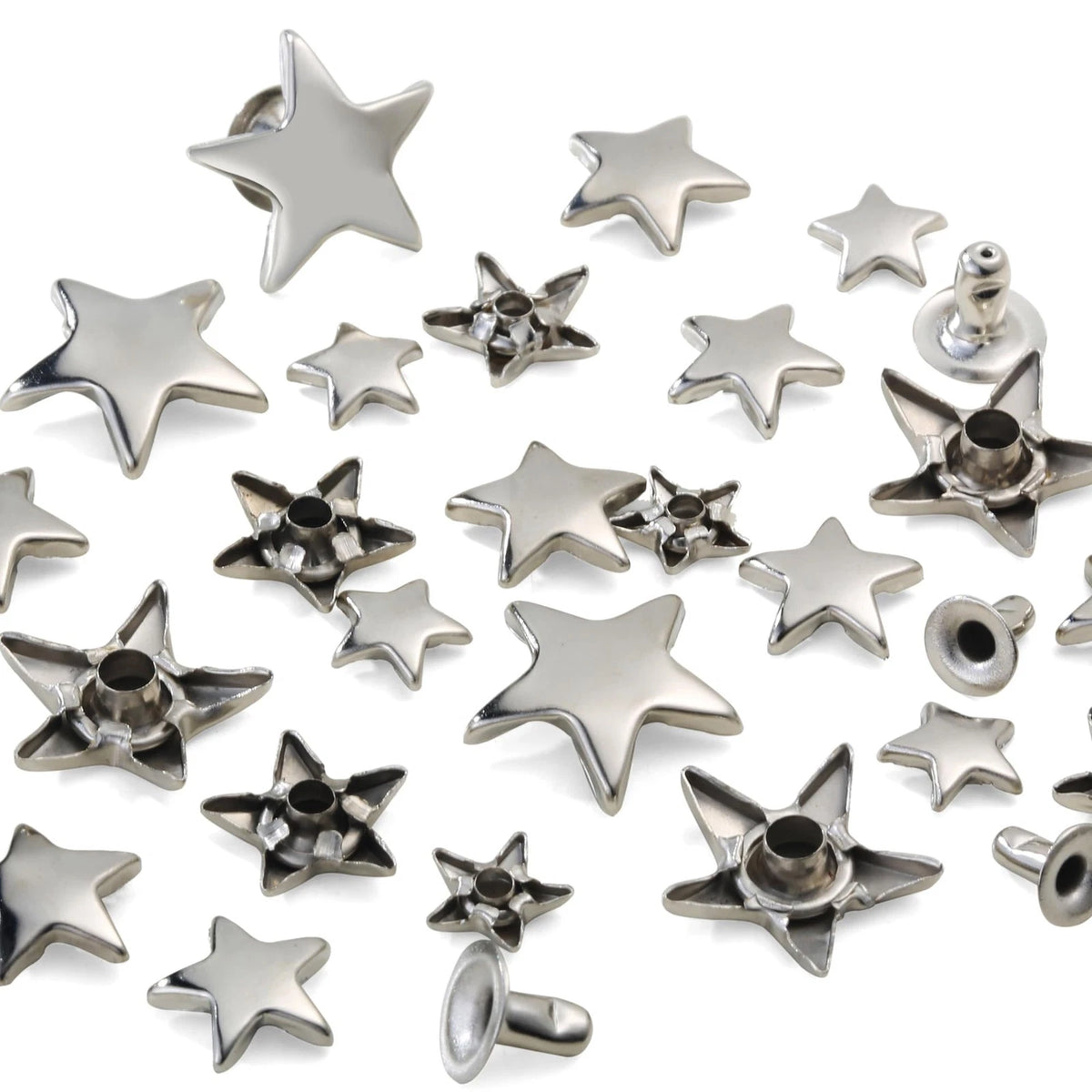 YORANYO 200 Sets Leather Rivets Kit Mixed Sizes for Star - Silver
