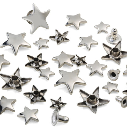 YORANYO 200 Sets Leather Rivets Kit Mixed Sizes for Star - Silver