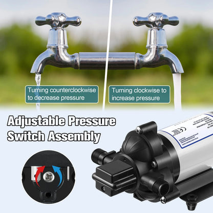 Dreyoo 40-80 PSI Water Pump Pressure Switch Assembly for 12V 24V 110V Black