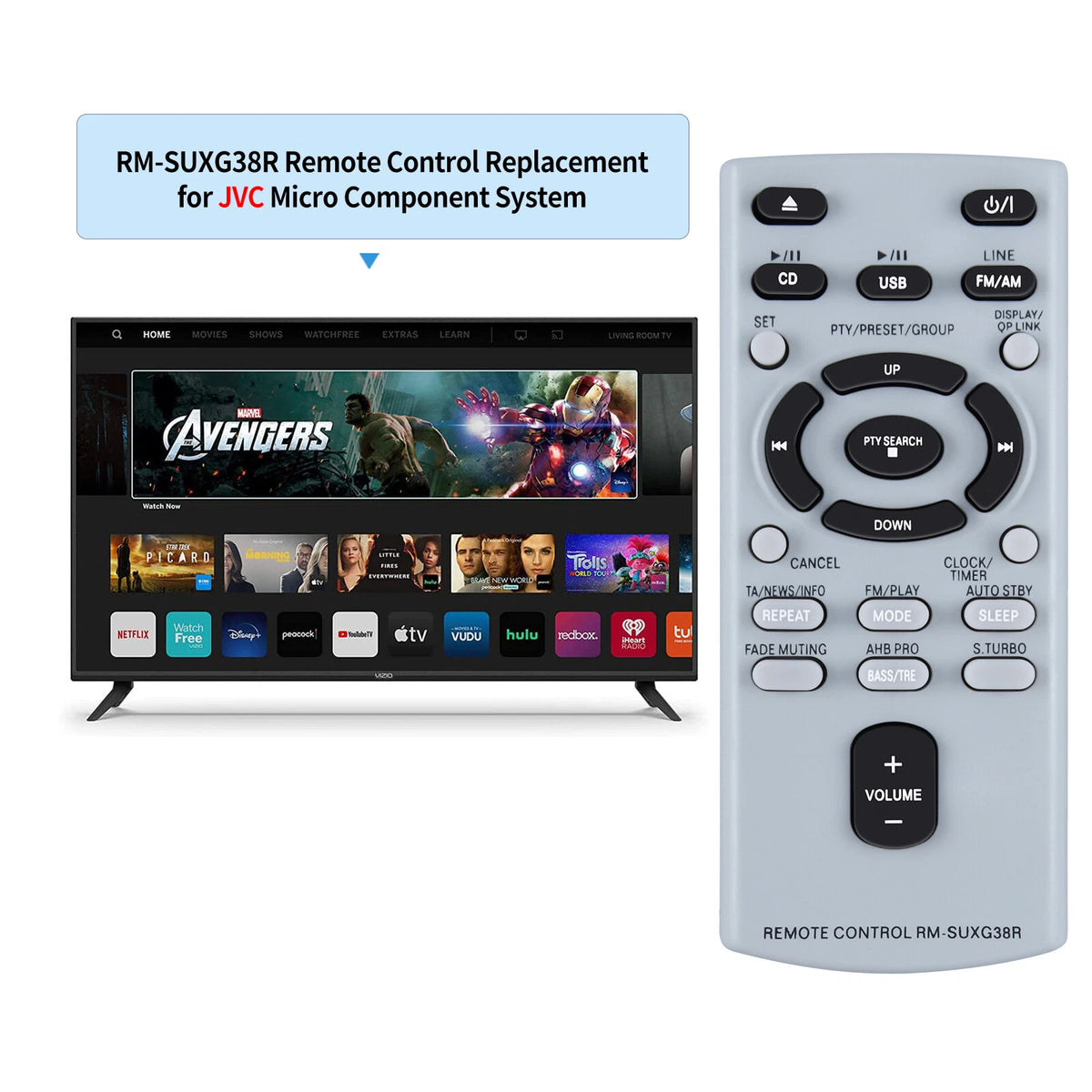 RM-SUXG38R sub RM-SUXN1R For JVC Remote Control UX-N1 UX-N1S UX-N1W CA-UXN1S