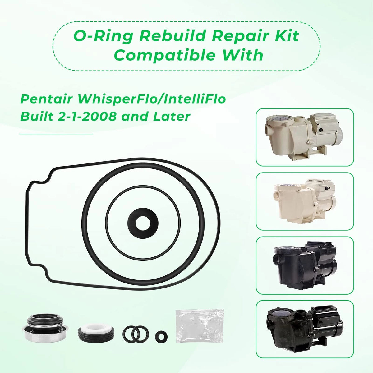Seal Gasket Repair Kit Replacement for Pentair WhisperFlo 1 PCS, black