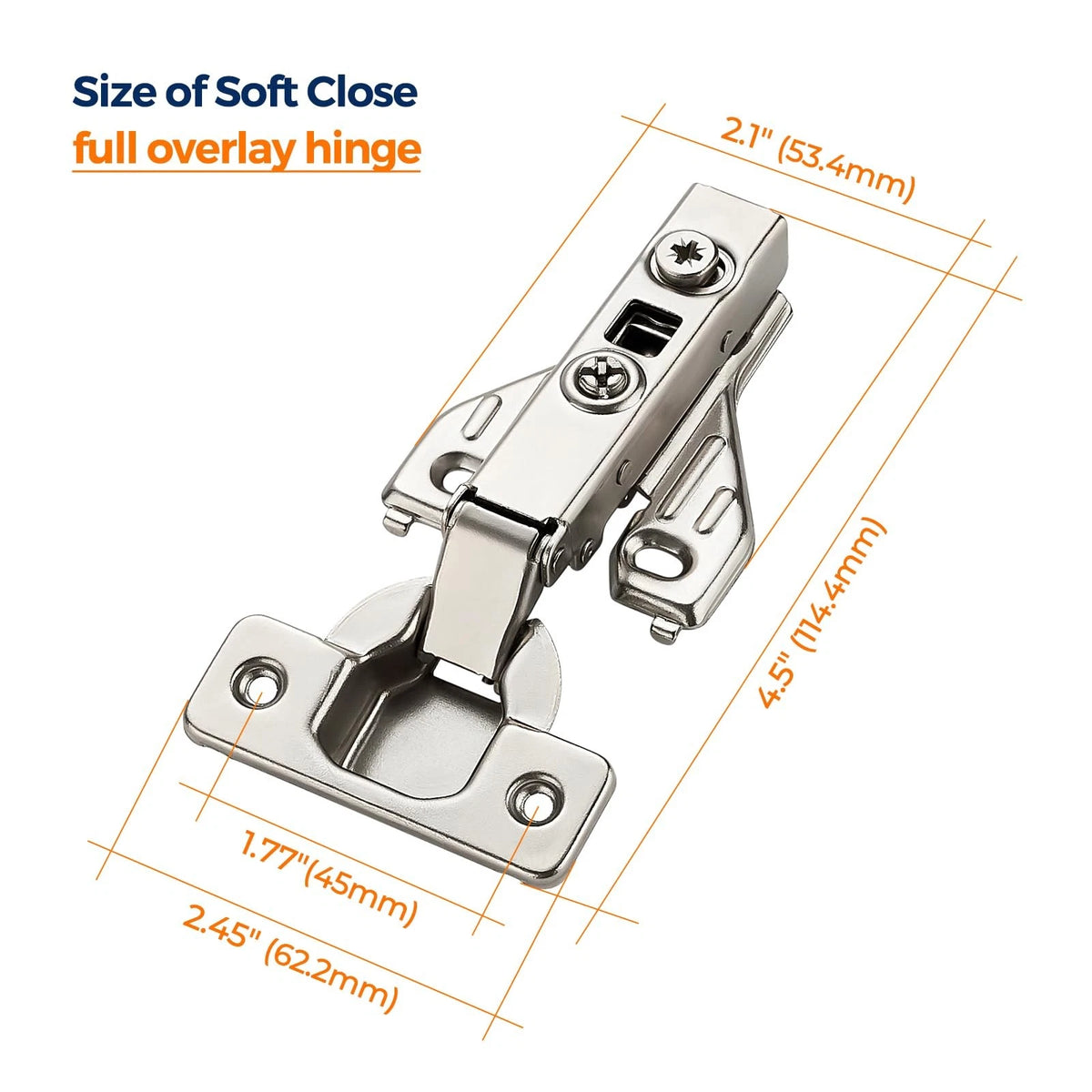 Ravinte 1 Pair 2 Packs Full Overlay Cabinet Door Hinges,105 Satin Nickel