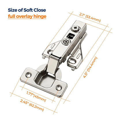 Ravinte 1 Pair 2 Packs Full Overlay Cabinet Door Hinges,105 Satin Nickel