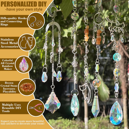 DIY Suncatchers, 450 pcs Sun Catchers Making Supplies Kit small, Silver cat