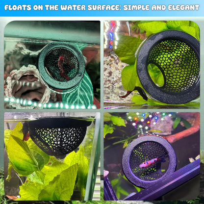 Floating Betta Hide & Shrimp Cave – 3D Printed Aquarium Decor, Black