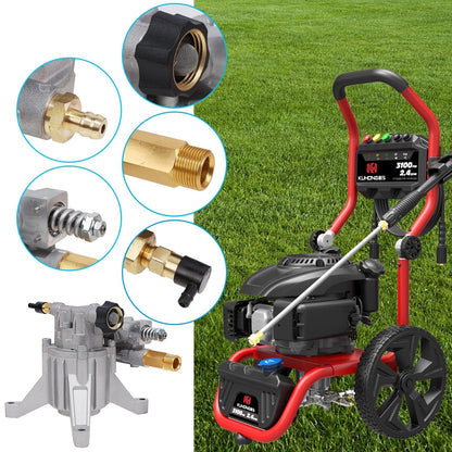 Biswing Pressure Washer Pump, 7/8" Shaft Vertical Plunger, 3400 PSI Silver