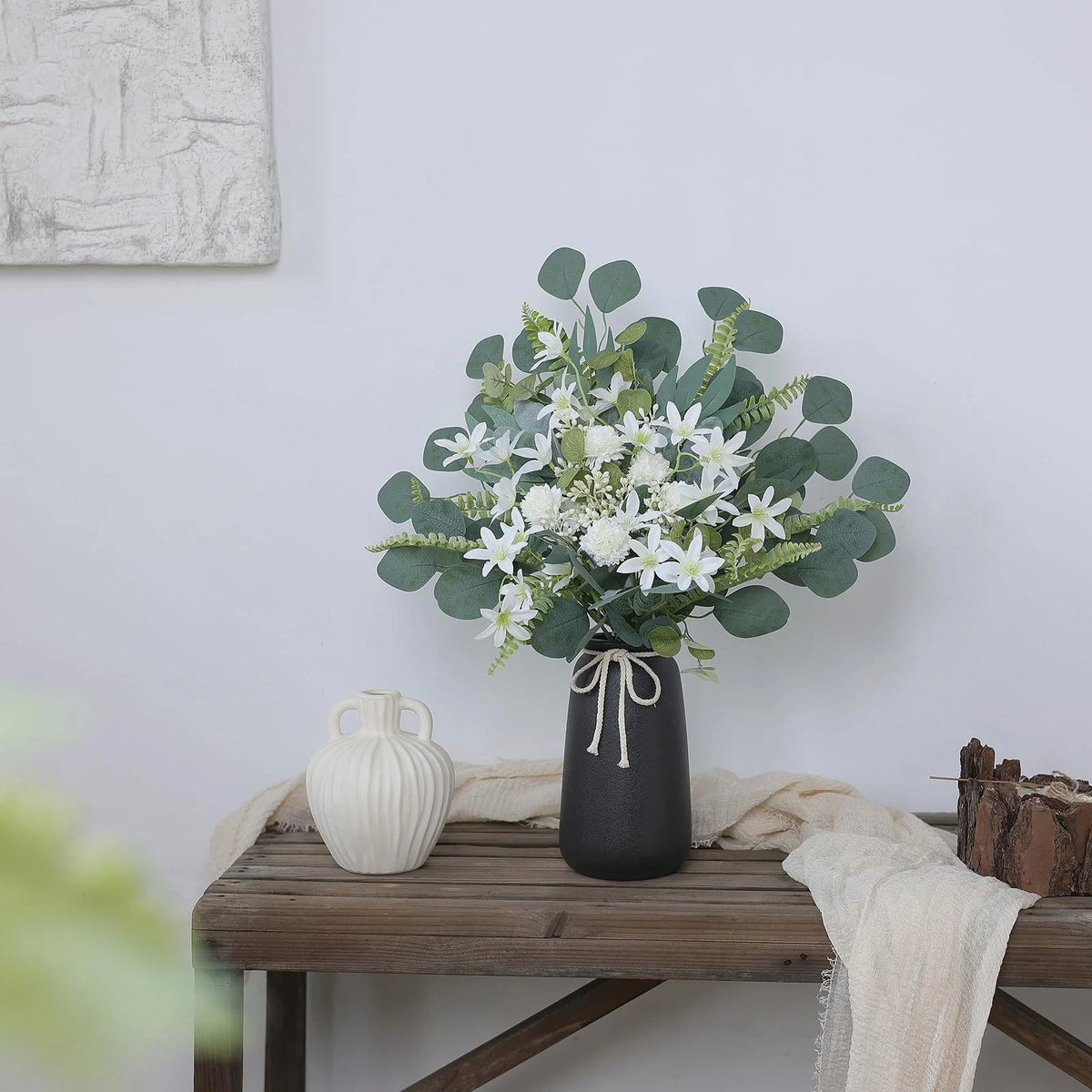 VIERENA Artificial Greenery Stems Box Set(Pack of 65pcs) Beige&dusty Green