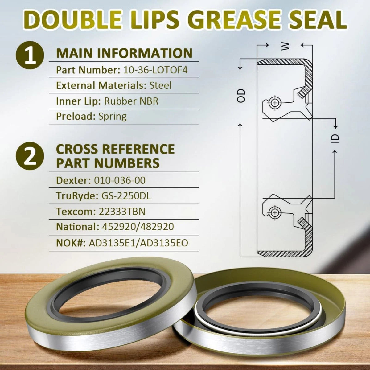 4PCS Trailer Hub Grease Seals Repair Compatible For 5200-7000 lb Trailer Axle