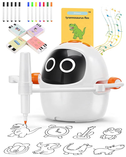Drawing Robot for Kids Ages 3-8, Rechargeable Interactive Colorful