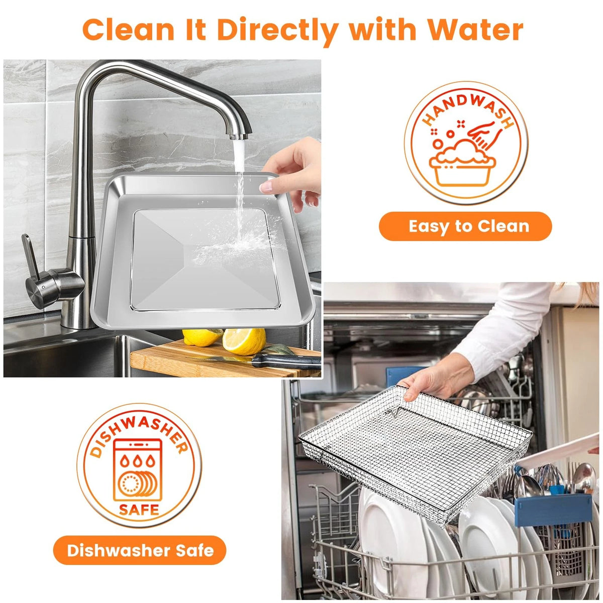 Air Fryer Basket Tray 12.4''x11'' For 1 Set and Basket, Silver