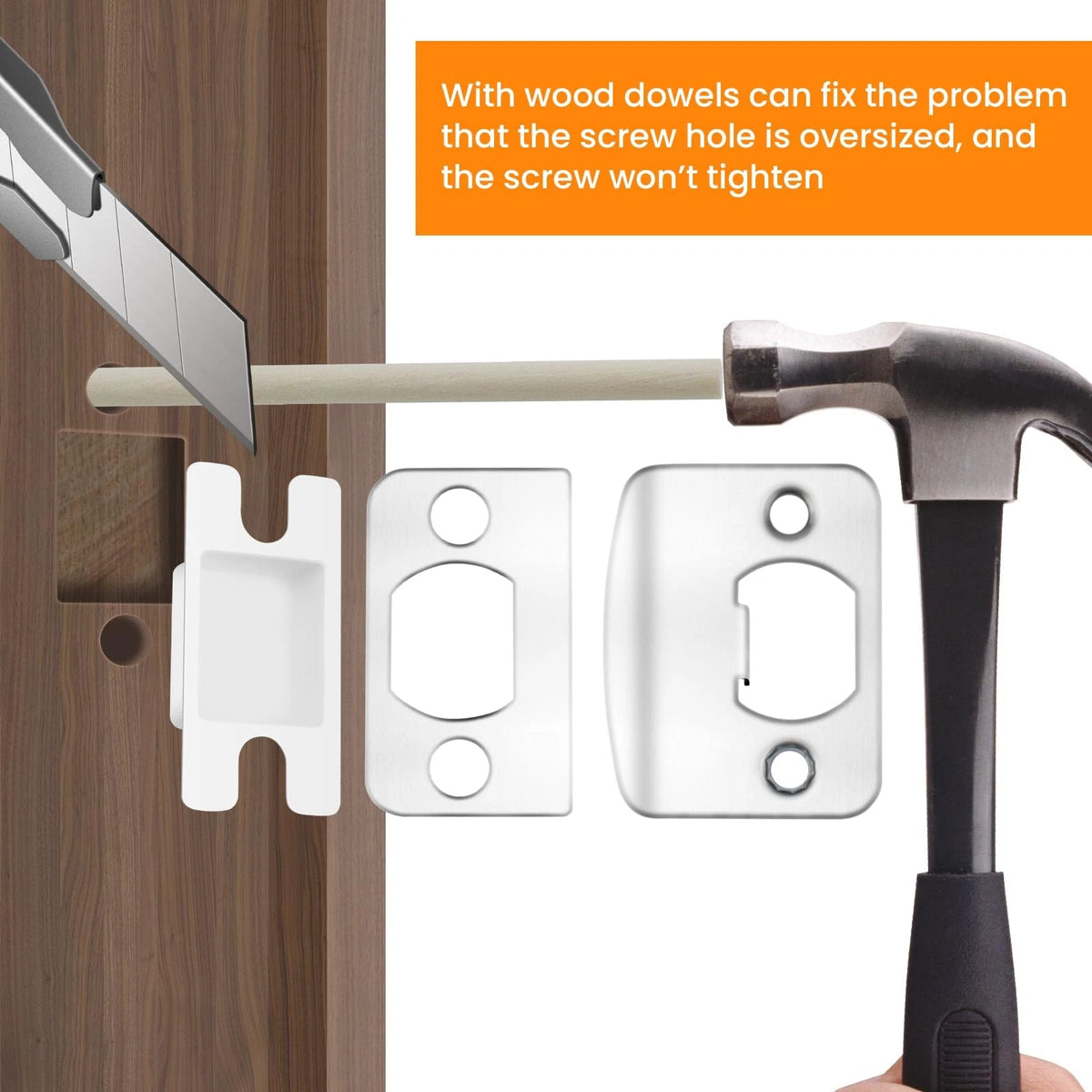 2 Sets Door Latch Strike Plates Restorer, Opening Medium, Silver