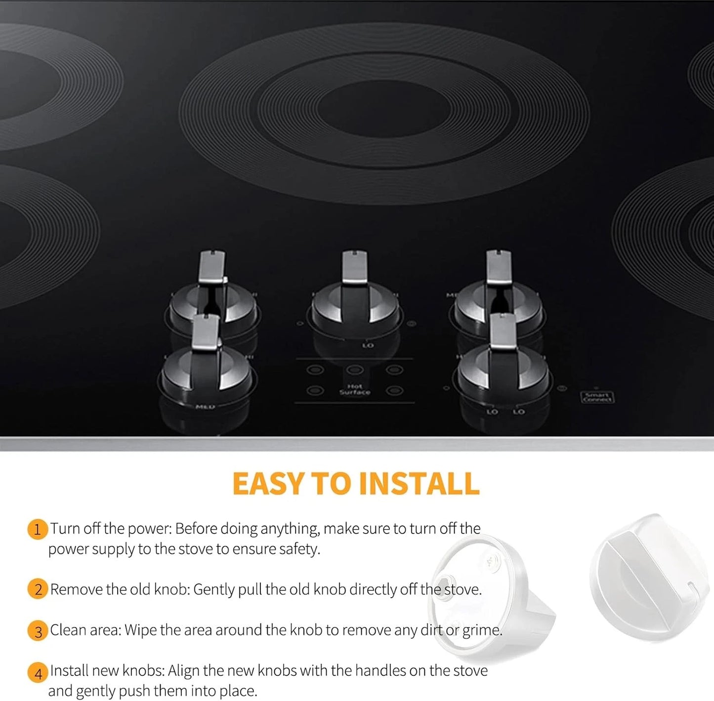 Allstare DG94-01480A Electric Stove knobs Replacement Parts for Samsung Brown