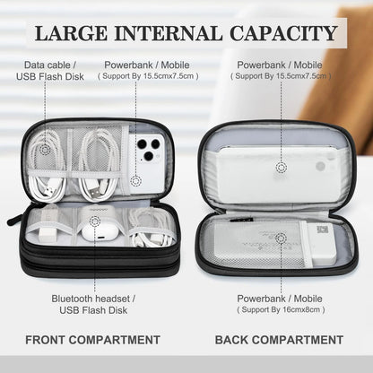 FYY Travel Cable Organizer Pouch Electronic Accessories Carry Case S, Black