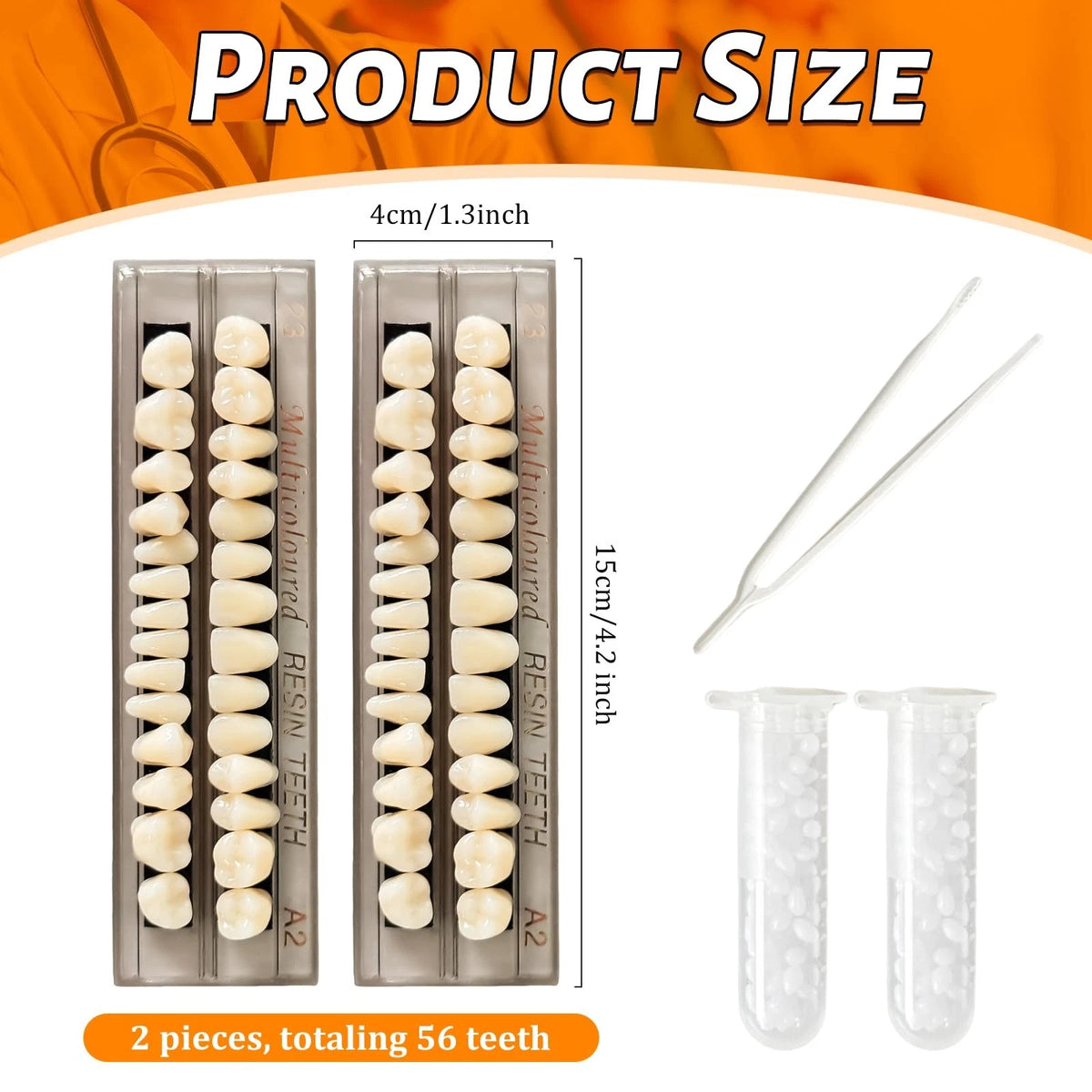 56 Pieces False Teeth, 2 Sets Whole Teeth Synthetic Polymer Denture Teeth,...
