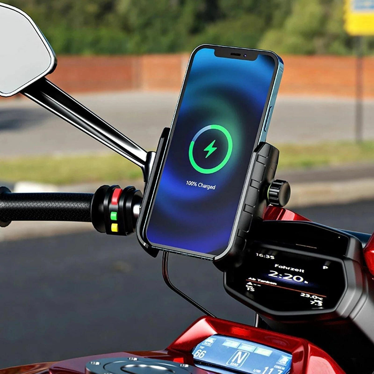 360° Rotation Type-C Quick Charger Motorcycle Holder Mount For 4-7" Phone