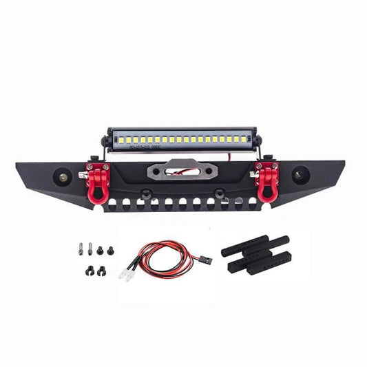 1/10 RC Car Metal Front Bumper With LED Light&Hook For Axial SCX10 II 90046 TRX4