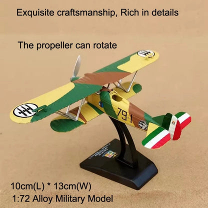 Italian FIAT CR.32 Freccia Biplane Fighter 1/72 Scale Alloy Model Toy with Stand