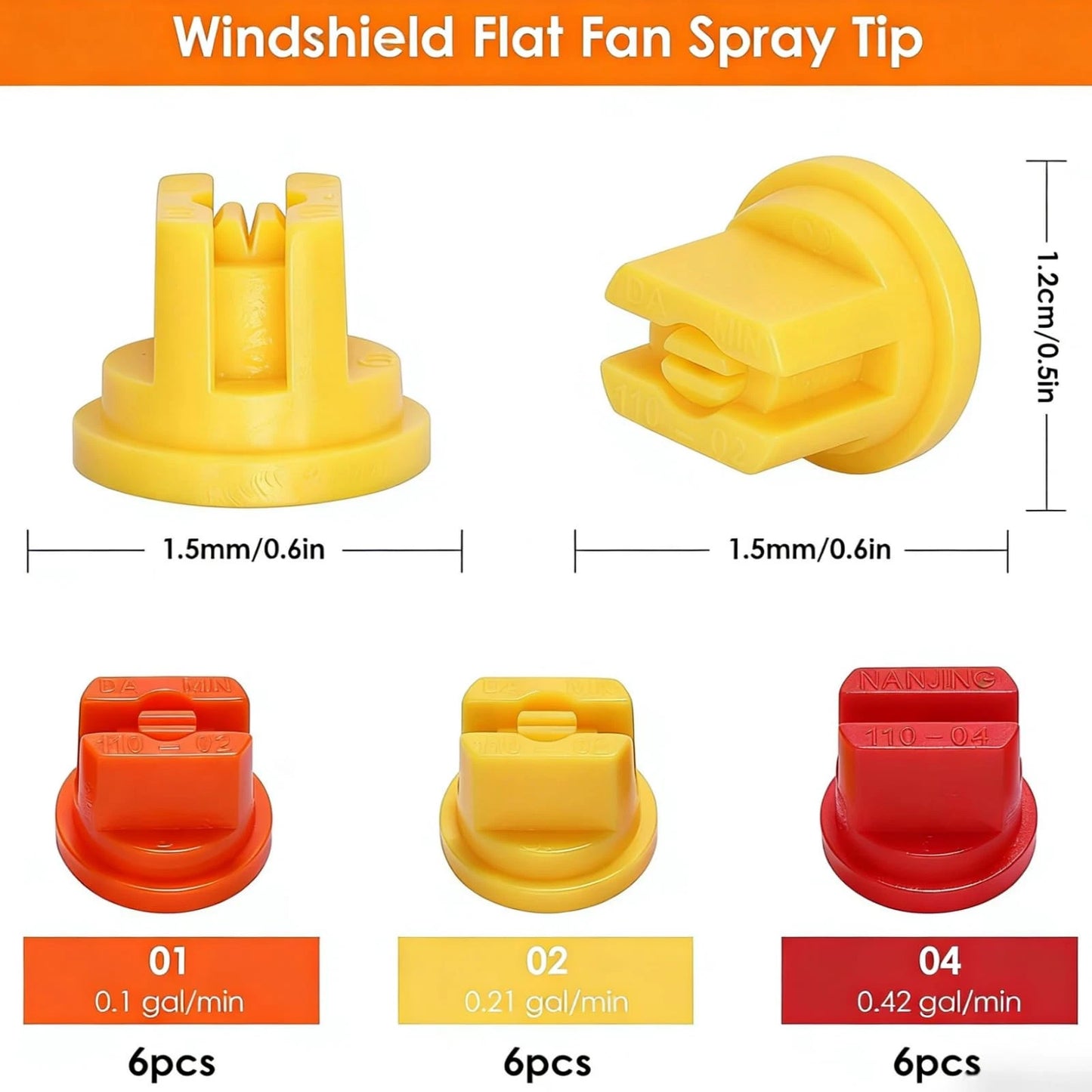 6 Nozzles 18 nozzle tips, 2 sizes (3/8 inch or 1/2 inch), Sprayer Boom Wand
