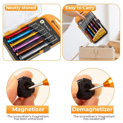 MULWARK Small Screwdriver Set, 6pcs Magnetic Mini Pack of 2, Multi-color