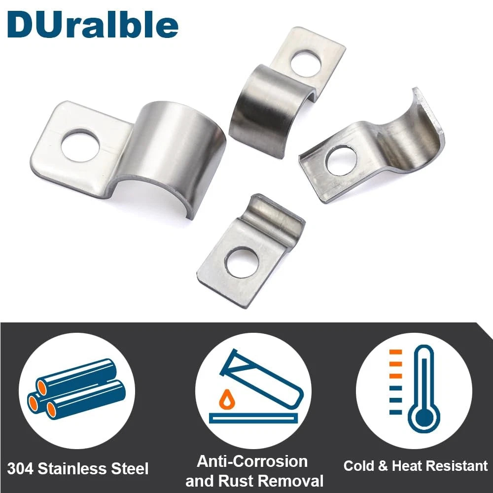 FamlTol One-Hole Mini Unilateral Pipe Clamps, Conduit 1/8"(3mm), Silver