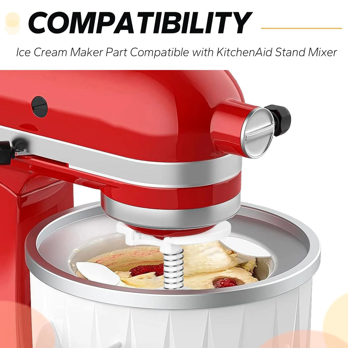 Ice Cream Maker Parts for KitchenAid Stand Mixer, Drive 0.1, White