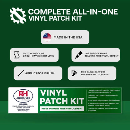 RH Adhesives Vinyl Patch Kit with 10" x Heavyweight (22 oz.), Black