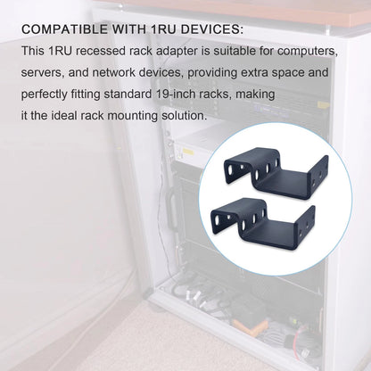 Compatible 1RU Recessed Rack Adapter-for 1.75" H x 19" W x ? D, black