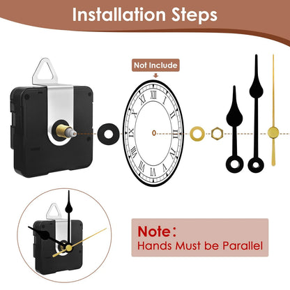 3PCS Clock Mechanism Replacement Kit with 8 Pairs + 8 Pairs, Black