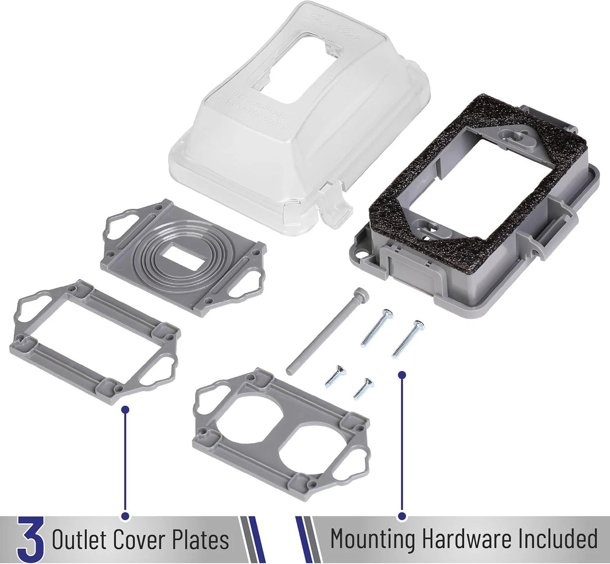 Bates Weatherproof Electrical Outlet Cover, 1-Gang, Outdoor 1 Pack, Clear