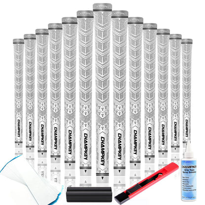 CHAMPKEY Y-PRO Performance Rubber Golf Grips 13 Pack with All Repair White