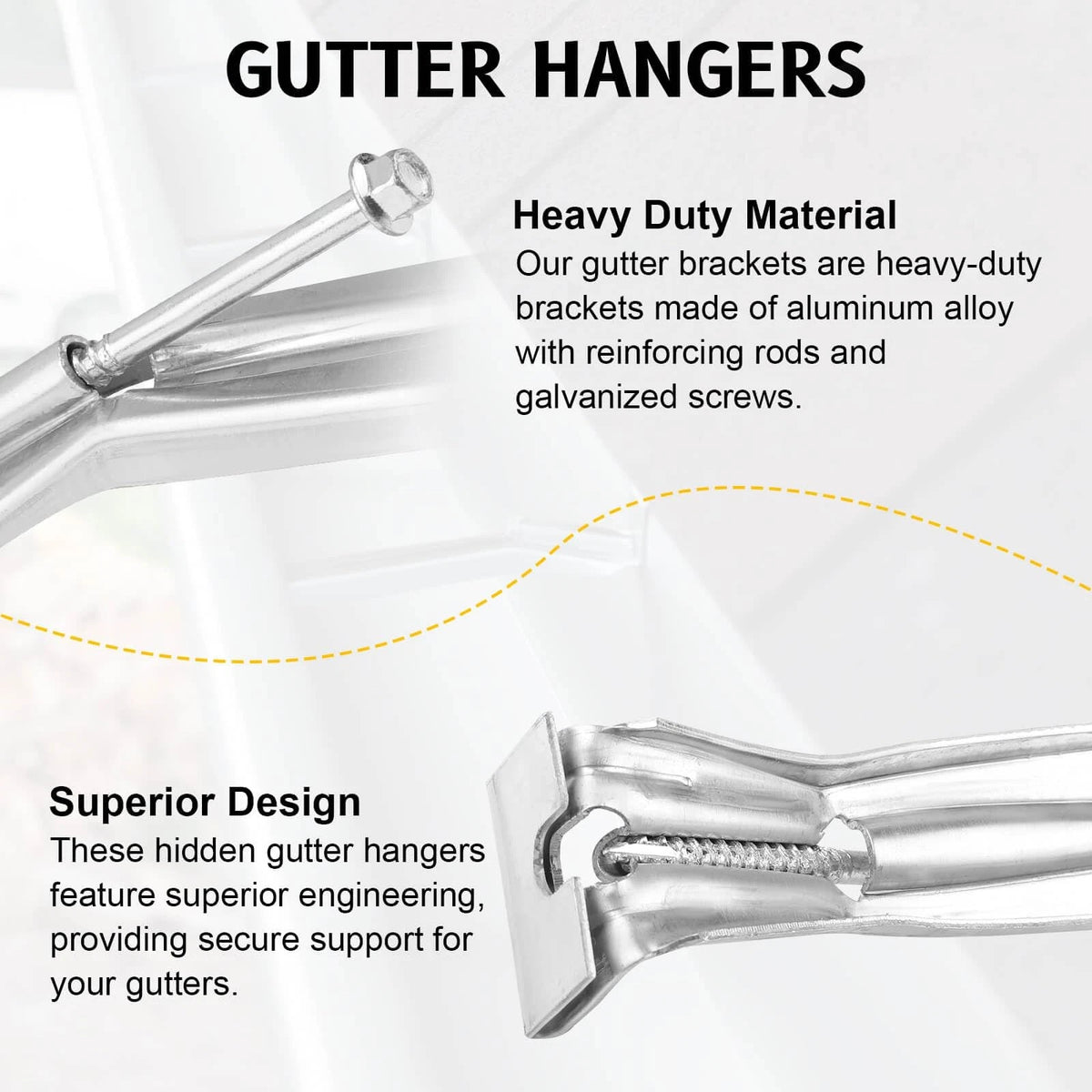 20 Pcs Gutter Hangers 5 inch with Pre-Inserted Quick Screw Silver