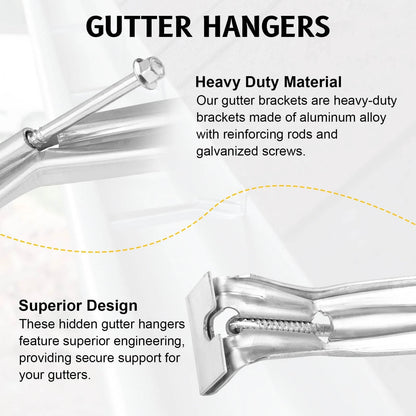 20 Pcs Gutter Hangers 5 inch with Pre-Inserted Quick Screw Silver