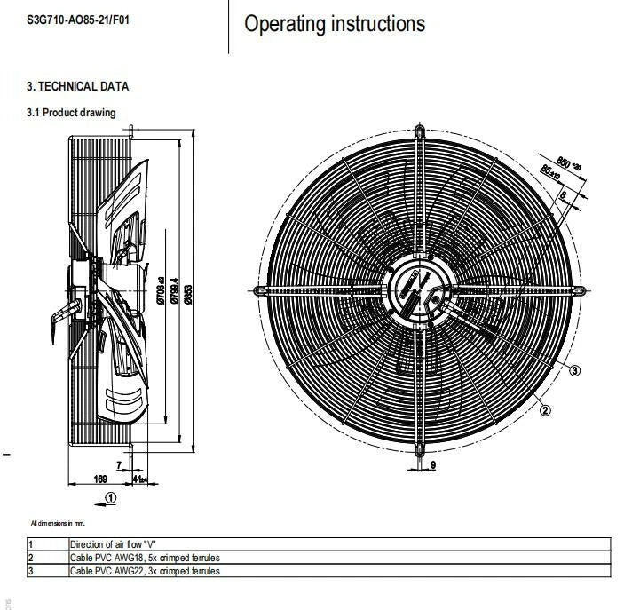 Ebmpapst S3G710-AO85-21/F01 Axial Fan 230V 700W 3.1A ??710MM Air Conditioner Fan
