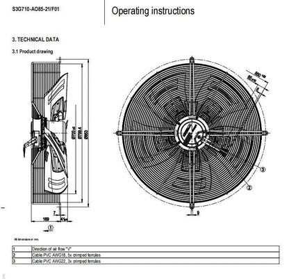 Ebmpapst S3G710-AO85-21/F01 Axial Fan 230V 700W 3.1A ??710MM Air Conditioner Fan