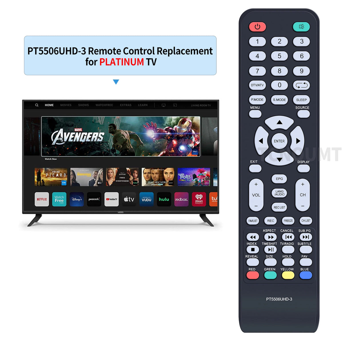 For Platinum LED LCD HDTV PT5506UHD PT5518LED PT3219LED PT4808LED Remote Control