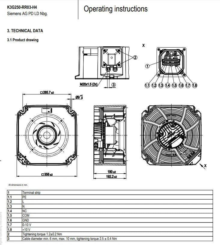 Ebmpapst Fan K3G250-RR03-H4 230V 245W Motor Cooling Fan For Siemens A5E37084747