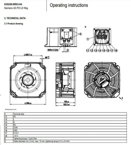 Ebmpapst Fan K3G250-RR03-H4 230V 245W Motor Cooling Fan For Siemens A5E37084747