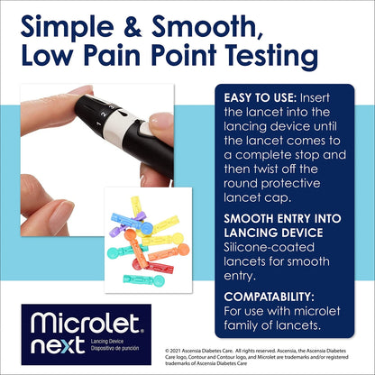 Ascensia MICROLET Lancets for Glucose 100 Count (Pack of 1), White, Green