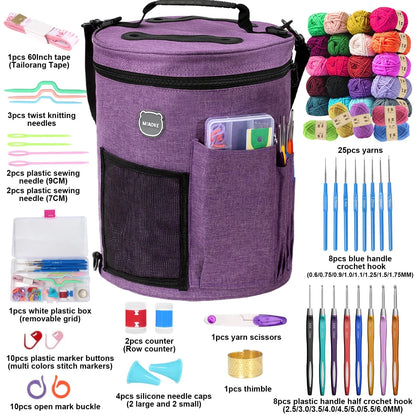 MIAOKE 79pc Crochet Kit, Large Knitting Bag Yarn Storage Large, purple