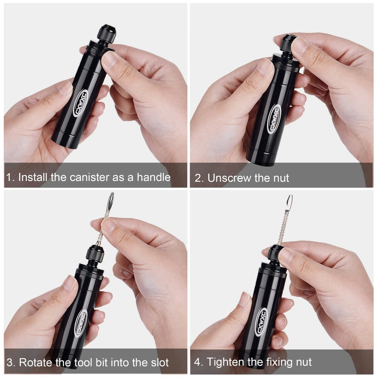 CXWXC CO2 Inflator with 4 x 16g Cartridges & Tubeless Tire Repair Black