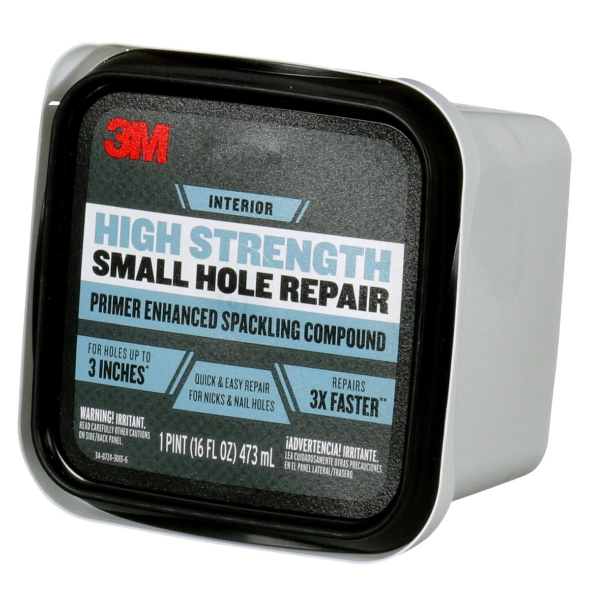 3M High Strength Spackling Compound, 16 oz., Small 16 Fl Oz (Pack of 1), Gray