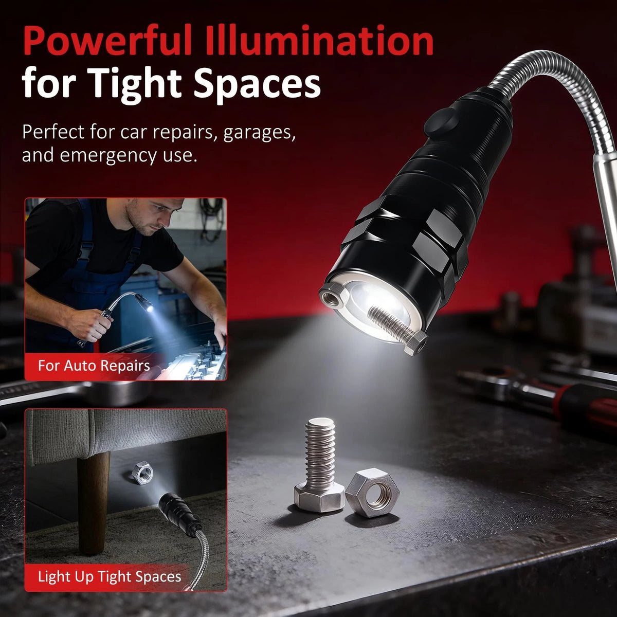Magnetic Pickup Tool with LED Flashlight, Telescoping Magnet Tool, Father's...