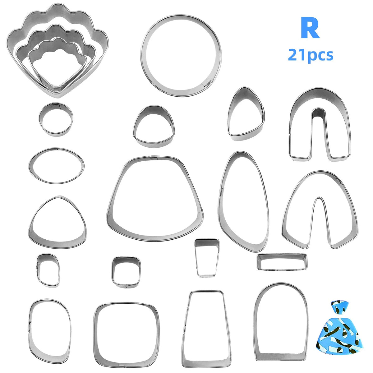 21PCS Polymer Clay Cutters Set Earring Jewellery Cutting Mold Tool Findings DIY