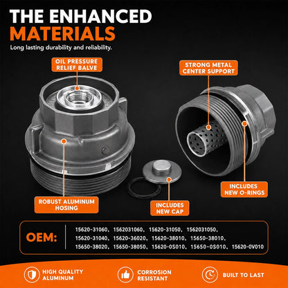 15620-36020 Oil Filter Housing Cap Assembly Fits for Toyota Sienna Aluminum