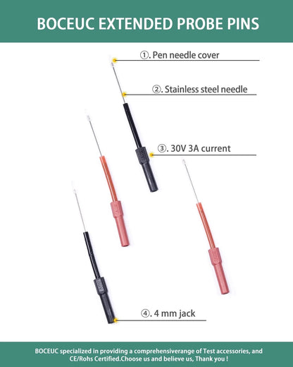 BOCEUC Back Probe Kit, 4 PCS Flexible Probes Automotive Black, Red