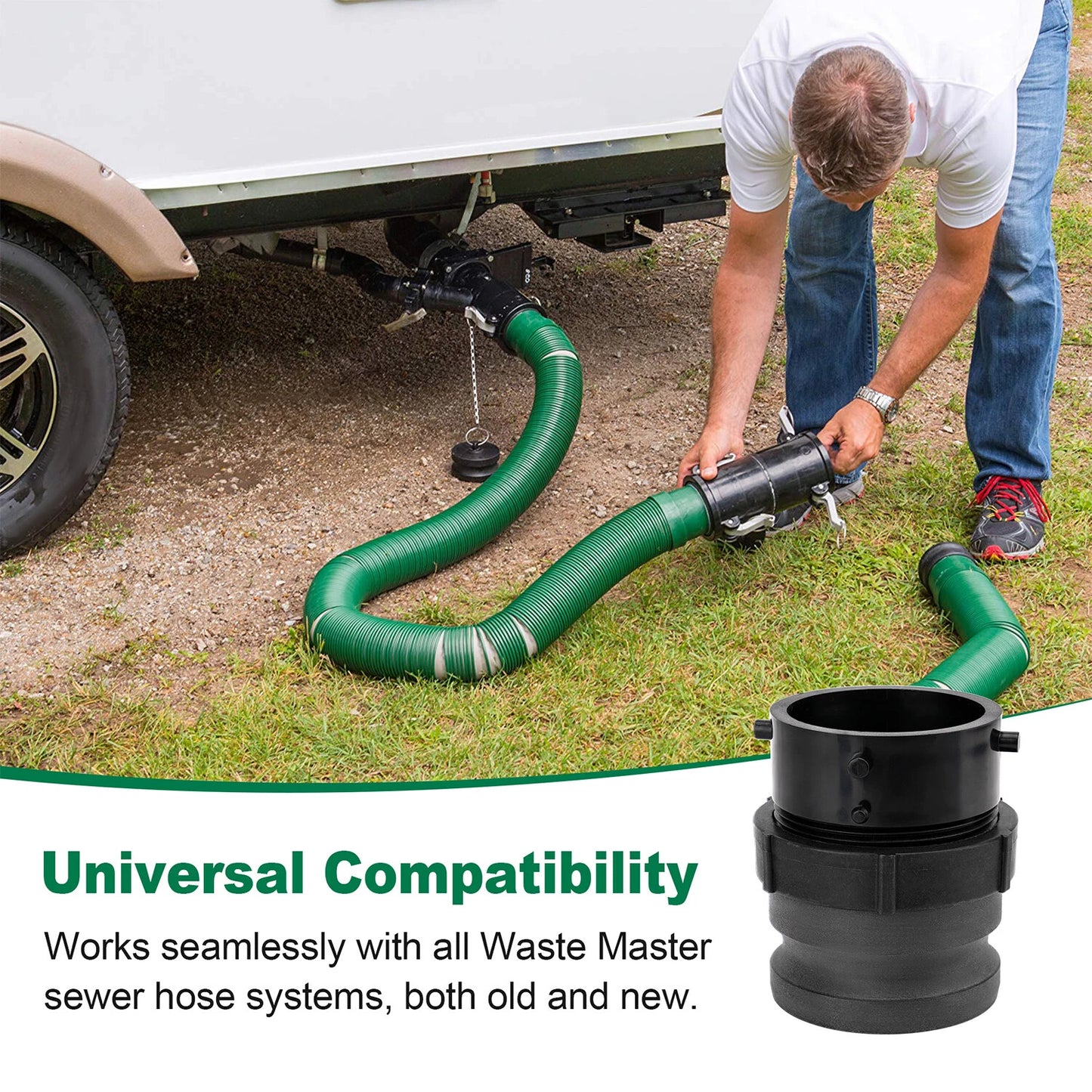 360785 Waste Master RV Sewer Hose Male Bayonet Fitting Converter , Black